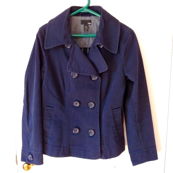 H&M Navy Blue Pea Coat - Picture 2 of 14